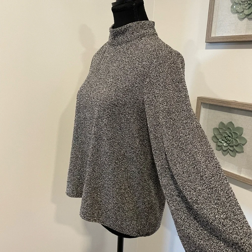 Zara Grey Boucle Mock Neck Sweater with Exposed Back Zipper VGUC - Picture 7 of 13